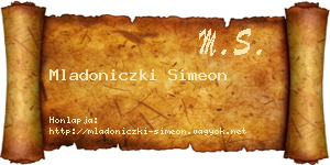 Mladoniczki Simeon névjegykártya